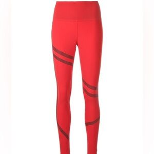 REEBOK RED LEGGINGS WITH STRIPES